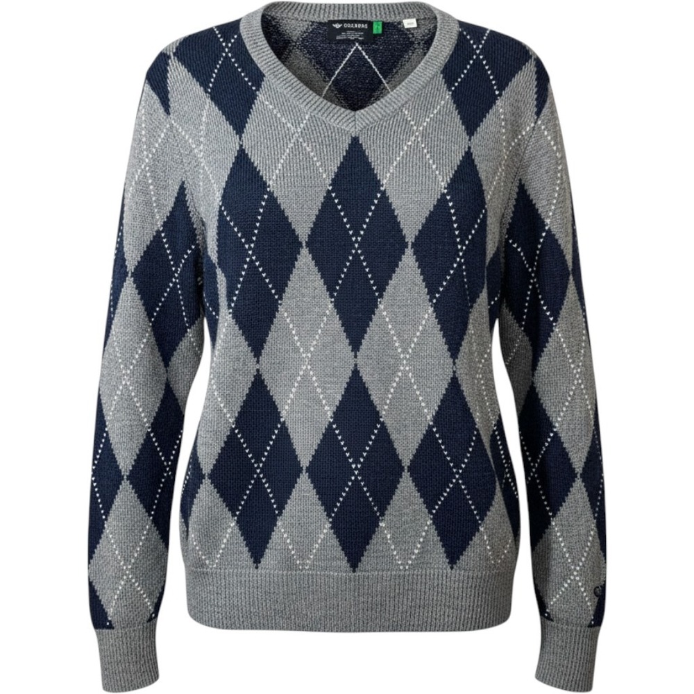 Dockers Mens Argyle V-Neck Sweater Grey Navy Blue Knit A64650004